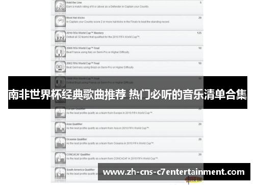 南非世界杯经典歌曲推荐 热门必听的音乐清单合集